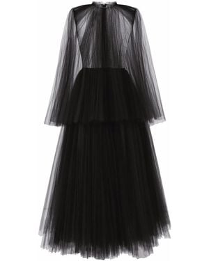 Dolce & Gabbana Cape-Detail Tulle Midi Dress - Black