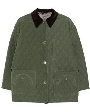 Blazé Milano Quilted Corduroy-Collar Jacket - Green
