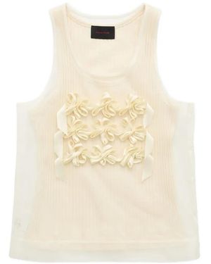 Simone Rocha Bow-Embellished Ribbed Top - Natural