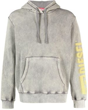 DIESEL Ginafy Waffle-Knit Hoodie - Grey