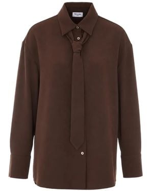 RUE DU BAC Bow-Detail Long-Sleeve Shirt - Brown
