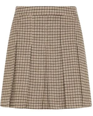 Seventy Houndstooth-Pattern Pleated Mini Skirt - Natural