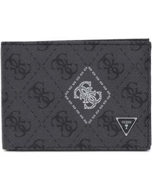Guess Portefeuille En Cuir À Design Pliant - Grey
