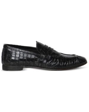 Giuliano Galiano Jacob Croc-Effect Leather Loafers - Black