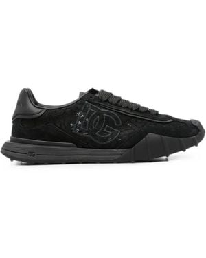 Dolce & Gabbana Lace-Panelled Trainers - Black