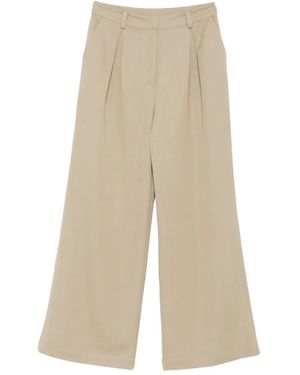 Patrizia Pepe Pleated Wide-Leg Trousers - Natural