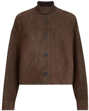 Brunello Cucinelli Couture Suede Outerwear Jacket With Monili - Brown