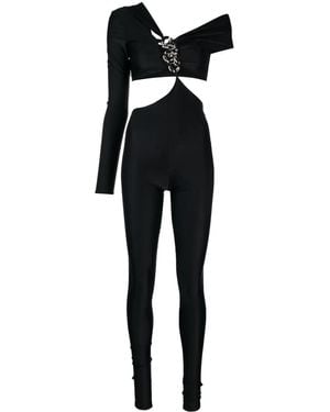 Gcds Logo-Chain One-Shoulder Jumpsuit - Black