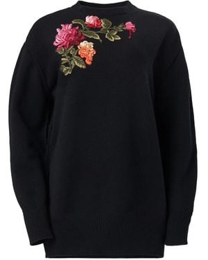 Carolina Herrera Pull À Motif Chrysanthème Brodé - Bleu