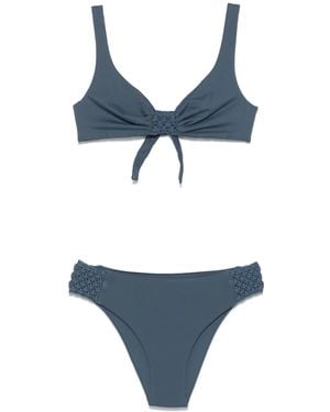 Fisico Top Bikini Con Applicazione - Blu