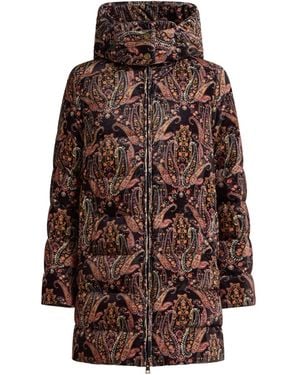 Etro Floral Paisley Velvet Puffer Jacket - Brown