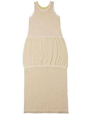 Issey Miyake Ribbed Fringed-Hem Dress - White