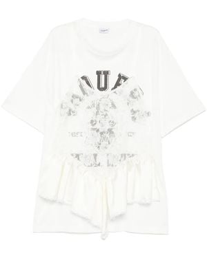 VAQUERA ランジェリーオーバーレイ Tシャツ - ホワイト