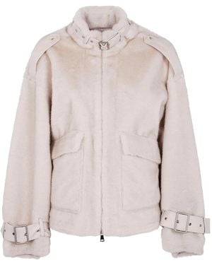 DR. HOPE Buckle-Details Faux-Fur Jacket - Pink