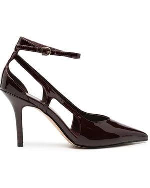SERGIO MORETTI FIRENZE Patent-Finish Ankle-Strap Court Shoes - White