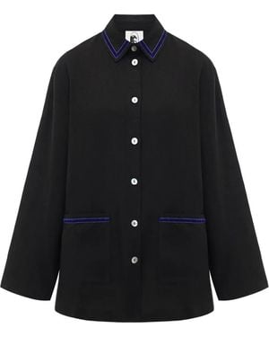 Sleeper Paros Linen Pajama Shirt - Black
