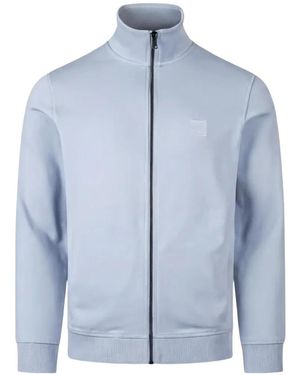 BOSS Cotton-Terry Jacket With Logo Patch - Blue