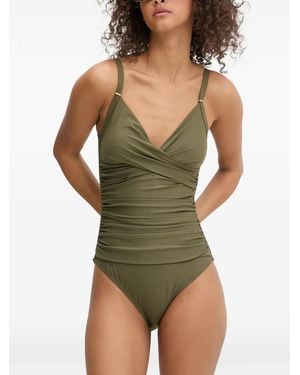 DKNY Ruched Crossover Swimsuit - Green
