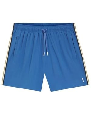 BOSS Gestreepte Zwembroek - Blauw