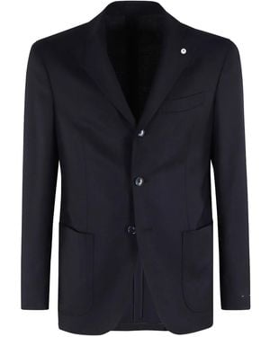 L.B.M. 1911 Blazer Boutonné En Laine Mélangée - Bleu