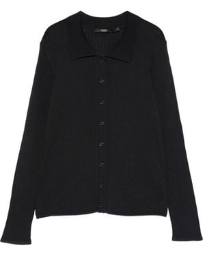 Seventy Ribbed Buttoned Cardigan - Black