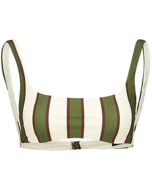 Haight Thidu Striped Straight-Neck Bikini Top - Metallic
