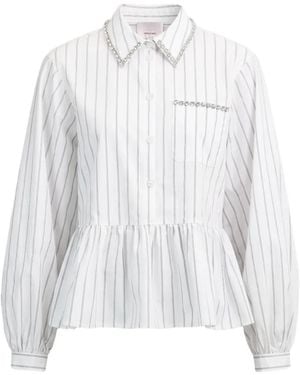 Cinq À Sept Nyomi Crystal-Embellished Striped Blouse - White