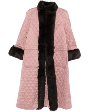 Chloé Shearling-Trim Quilted Coat - Pink