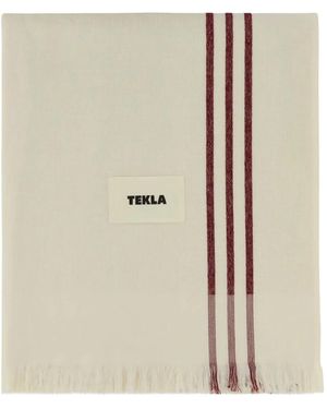 Tekla Toalla de playa con bordes deshilachados (100 cm x 180 cm) - Neutro