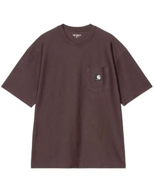 Carhartt Og Loose Logo-Patch Pocket T-Shirt - Brown