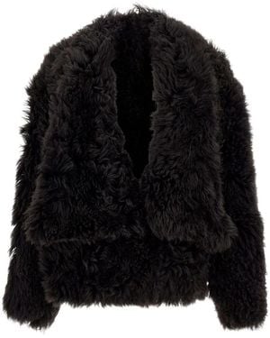 7 For All Mankind Shearling Lapel-Collar Jacket - Black
