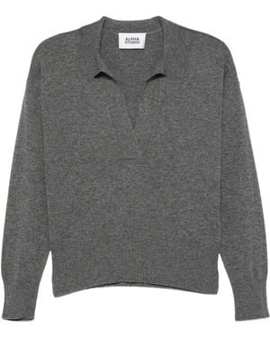 Alpha Studio Haut À Col V - Gris