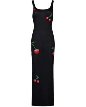 Leslie Amon Vestido Largo Cerise - Negro