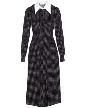 Mar De Margaritas Polka-Dot Collared Midi Dress - Black