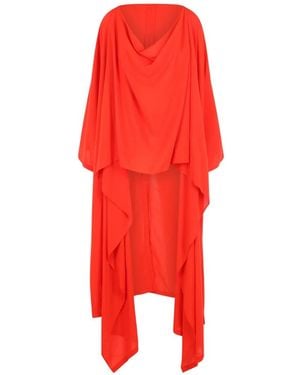 Yohji Yamamoto Draped Asymmetric Cape - Red