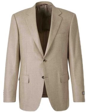 Canali Single-Breasted Notch-Lapel Blazer - Natural
