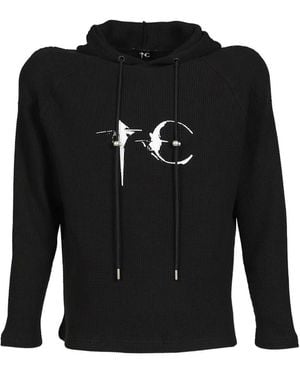 THUG CLUB Waffle-Knit Logo-Print Hoodie - Black