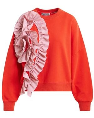 Essentiel Antwerp Ruffle-Trim Sweatshirt - Red