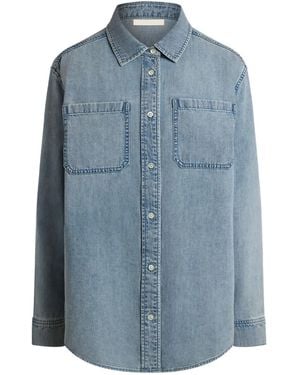 12 STOREEZ Denim Pocket Shirt - Blue