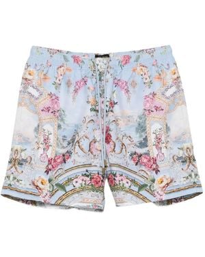 CAMILLA Floral-Print Drawstring Shorts - White
