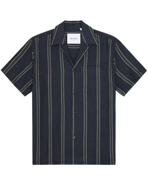 Les Deux Lawson Vertical-Stripe Short-Sleeve Shirt - Blue
