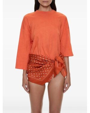 Christopher Esber Bandana-Detail Asymmetric Pareo T-Shirt - Orange