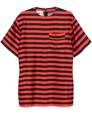 Plan C Striped Satin Mini Dress - Red
