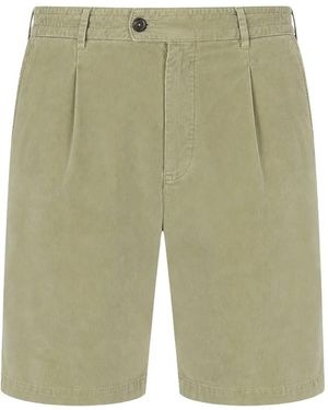PT Torino Pleated Corduroy Shorts - Green