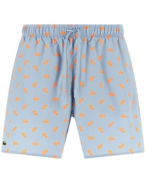 Lacoste Logo-Print Swim Shorts - Blue