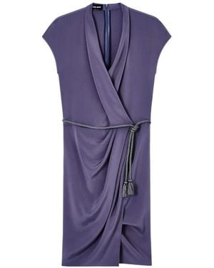 Giorgio Armani Belted Wrap-Style Mini Dress - Purple