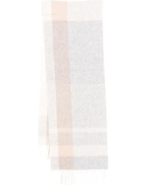 N.Peal Cashmere Checked Cashmere Scarf - White