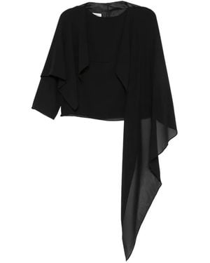 MM6 by Maison Margiela Asymmetric Draped-Panel Blouse - Black