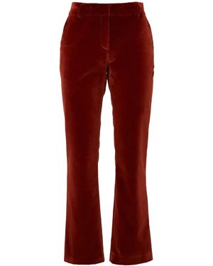 La DoubleJ 24/7 Velvet Cropped Trousers - Red