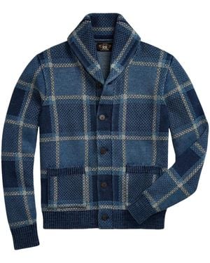 RRL ジャカード カーディガン - ブルー